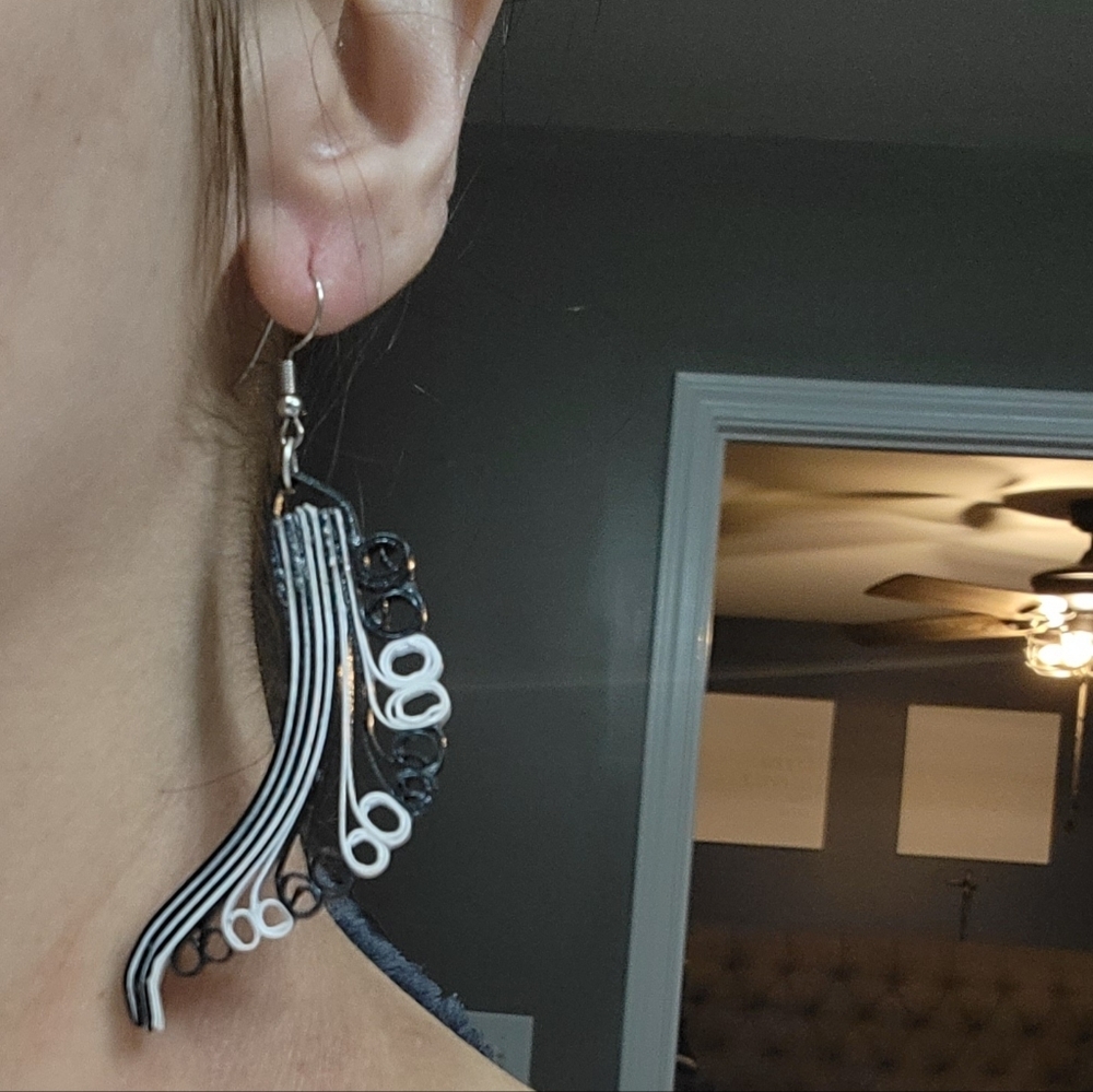 Quilled Black and White Earrings